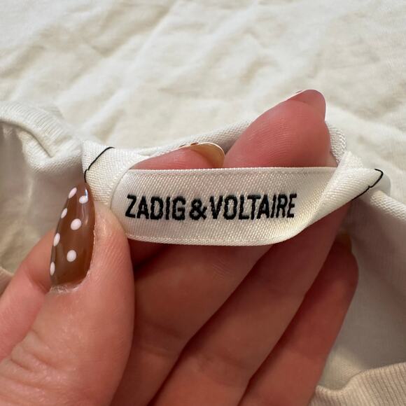 ZADIG & VOLTAIRE Men's Voltaire T-Shirt Size L In White - Picture 5 of 8